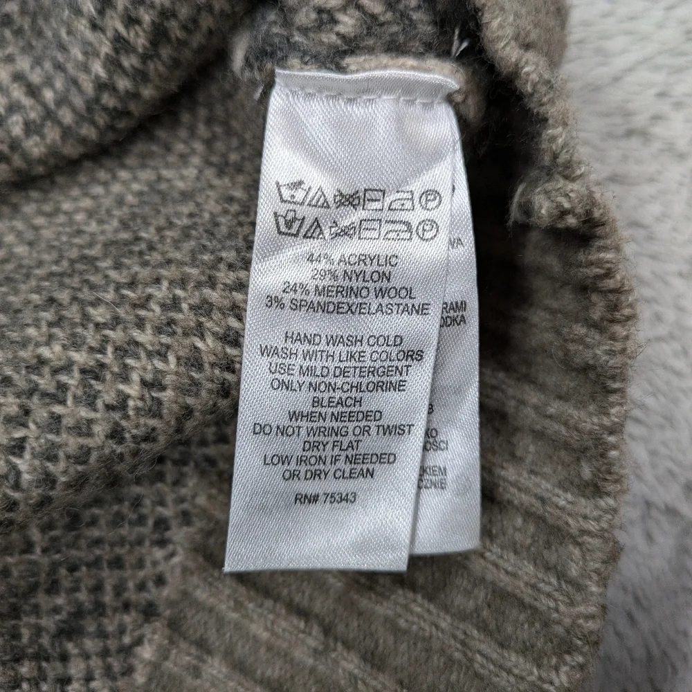 Christian Siriano NY Sweater Women's M Beige Gray Camo Wool Blend Mock Neck